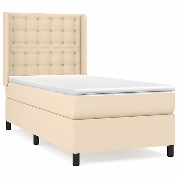 vidaXL Boxspringbett, Boxbett mit Matratze Creme 90x200 cm Stoff günstig online kaufen