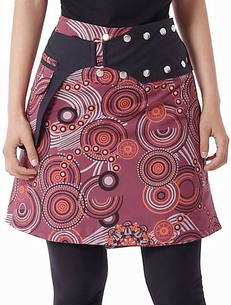 PUREWONDER Wickelrock Damen Rock mit Muster und Tasche sk195 Baumwolle Einh günstig online kaufen