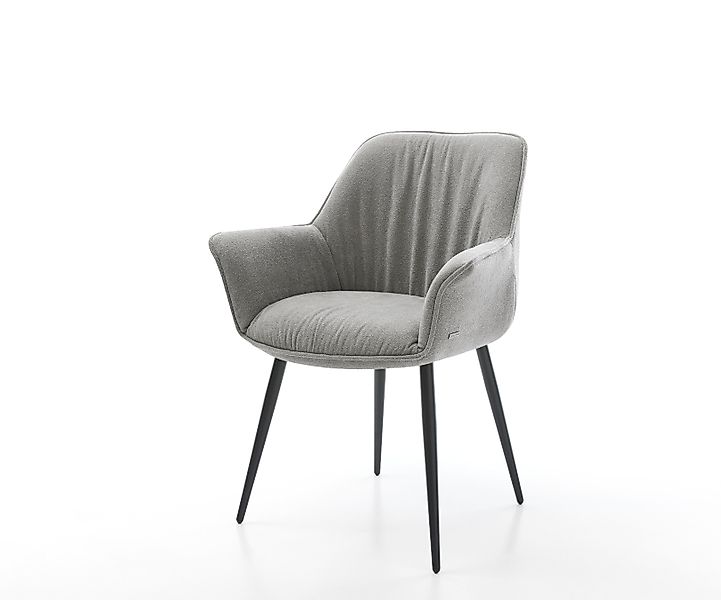 Esszimmerstuhl Keila-Flex mit Armlehnen Strukturstoff Soft Grau 4-Fuß konis günstig online kaufen