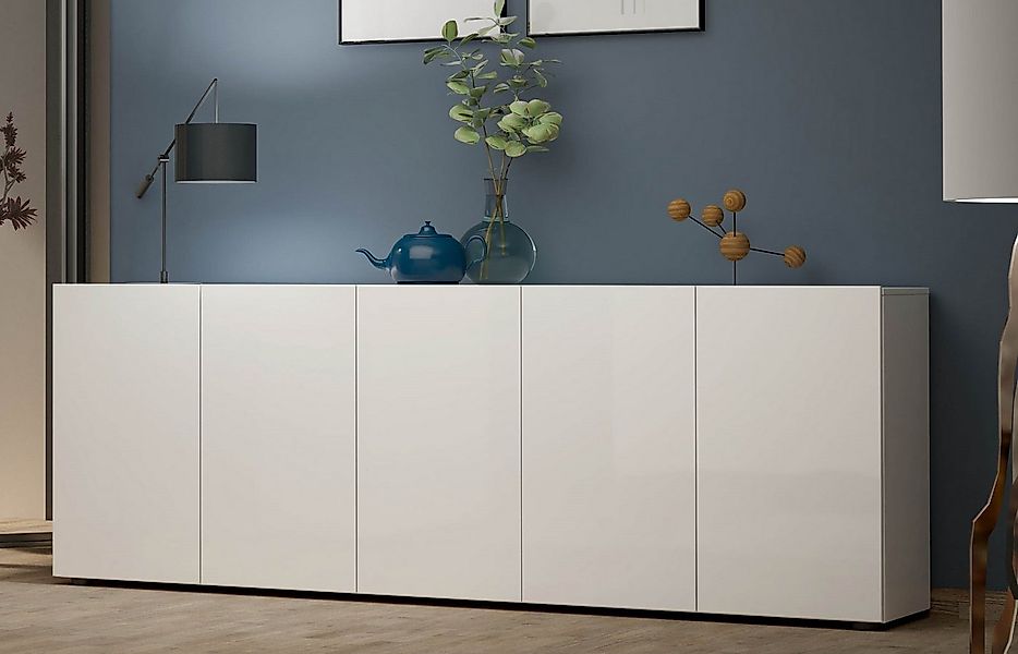 freiraum Sideboard Mister, in weiss, Lack Hochglanz - 225x80x38cm (BxHxT) günstig online kaufen