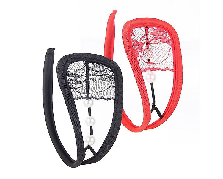 Lau-Fashion Stringtanga 2er Set Perlen C-String Slip Mini Bikini Schwarz Ro günstig online kaufen