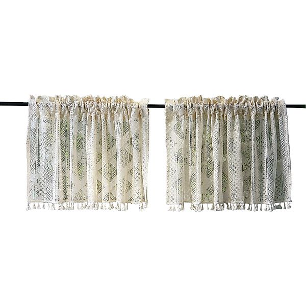 Jibenhome Scheibengardine Boho Scheibengardinen Beige Halbtransparent günstig online kaufen