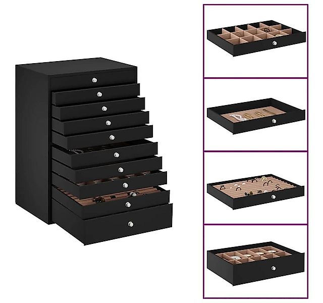 vidaXL Schmuckständer Schmuckkästchen 10-lagig mit Uhrenhaltern Schwarz 29x günstig online kaufen