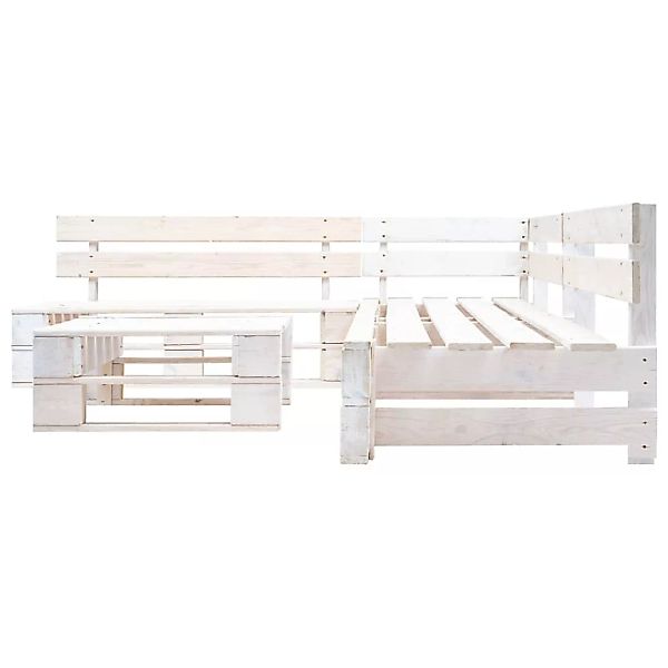 4-tlg. Garten-paletten-sofagarnitur Holz Weiß günstig online kaufen
