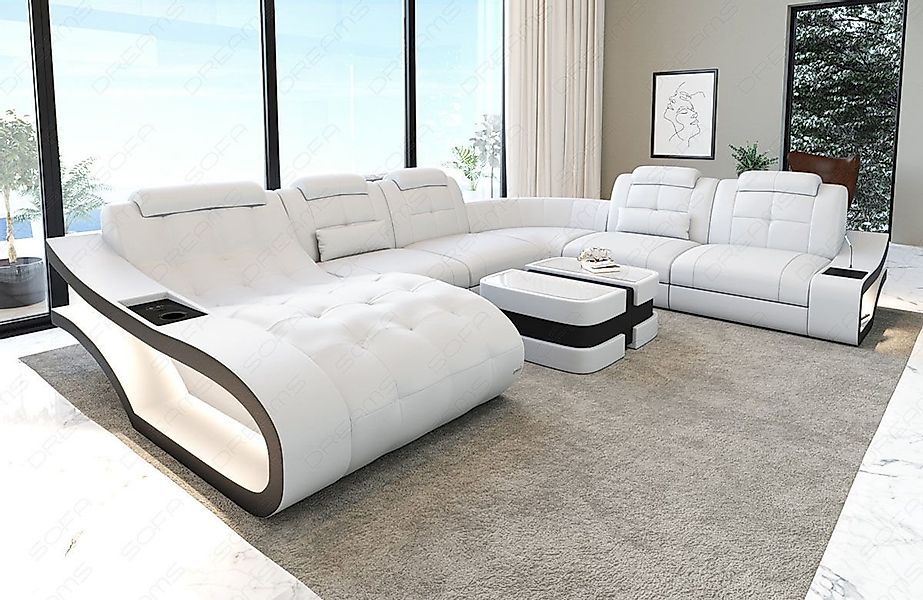 Sofa Dreams Wohnlandschaft Leder Sofa Elegante XXL Form Ledersofa Couch, wa günstig online kaufen