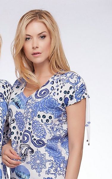 Passioni T-Shirt T-Shirt mit blauem Zierdruck günstig online kaufen