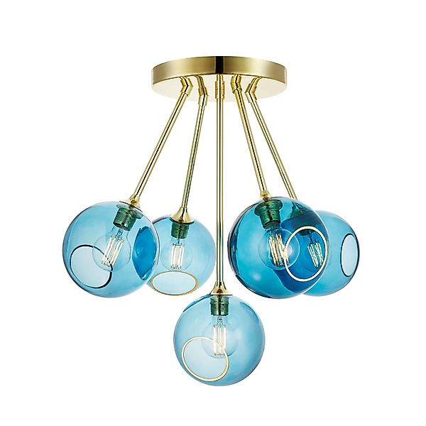 Deckenleuchte Ballroom Molecule, blau, Glas, 5-flammig günstig online kaufen