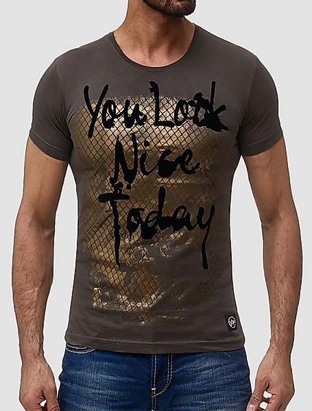 Egomaxx T-Shirt T Short Sleeve AufMotiv NICE Print H2178 (1-tlg) LOOKING NI günstig online kaufen