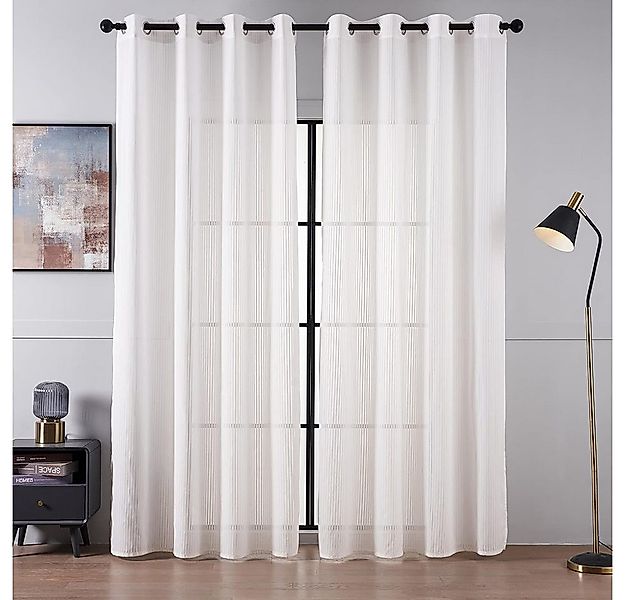 NUODWELL Gardine 2er Set Voile Gardinen mit Ösen, Weiß Lichtdurchlässige Vo günstig online kaufen