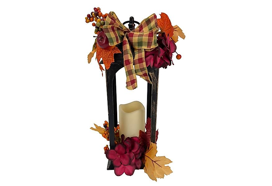 Online-Fuchs Kerzenlaterne mit LED-Kerze & Timer mit viel Laub, Äpfeln und günstig online kaufen