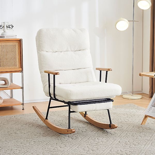 Schaukelsessel Weiße Komfortabler mit manueller Fußstütze stabiler Liegefun günstig online kaufen
