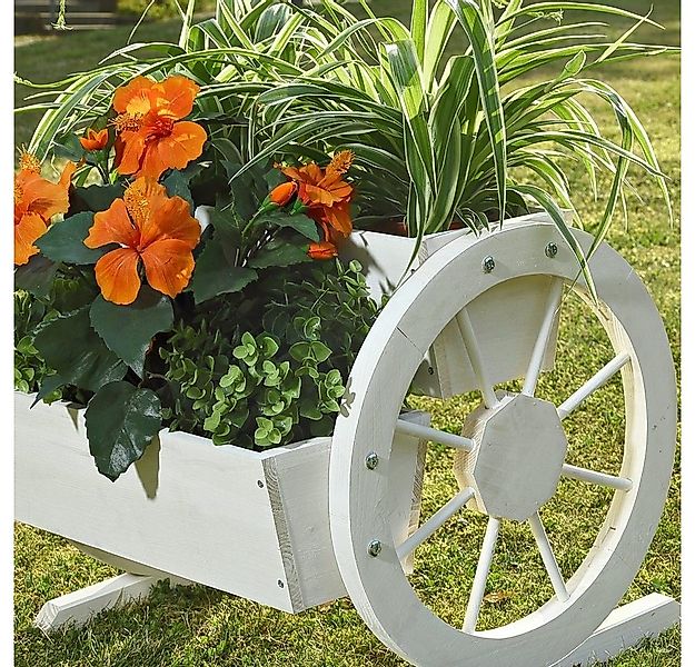 Melko Pflanzkübel Pflanzkasten aus Holz + Wagenräder Weiß Schwarz Garten De günstig online kaufen
