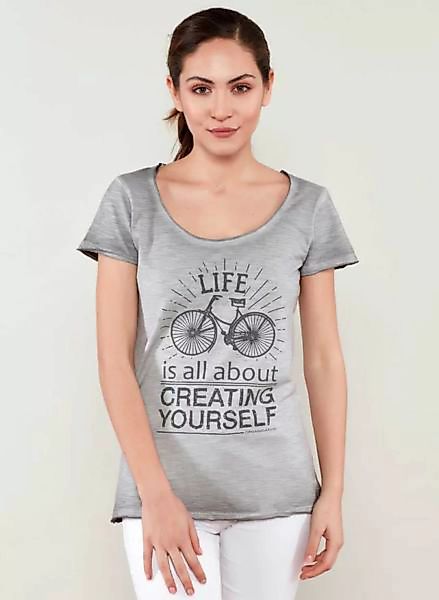T-shirt Aus Bio Baumwolle Mit Fahrrad Motive Und Textaufdruck günstig online kaufen