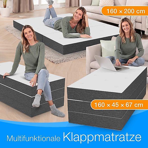 ELONEO Klappmatratze Gästematratze »Deluxe« mit 4 cm Visko, 160x200x15cm, 1 günstig online kaufen