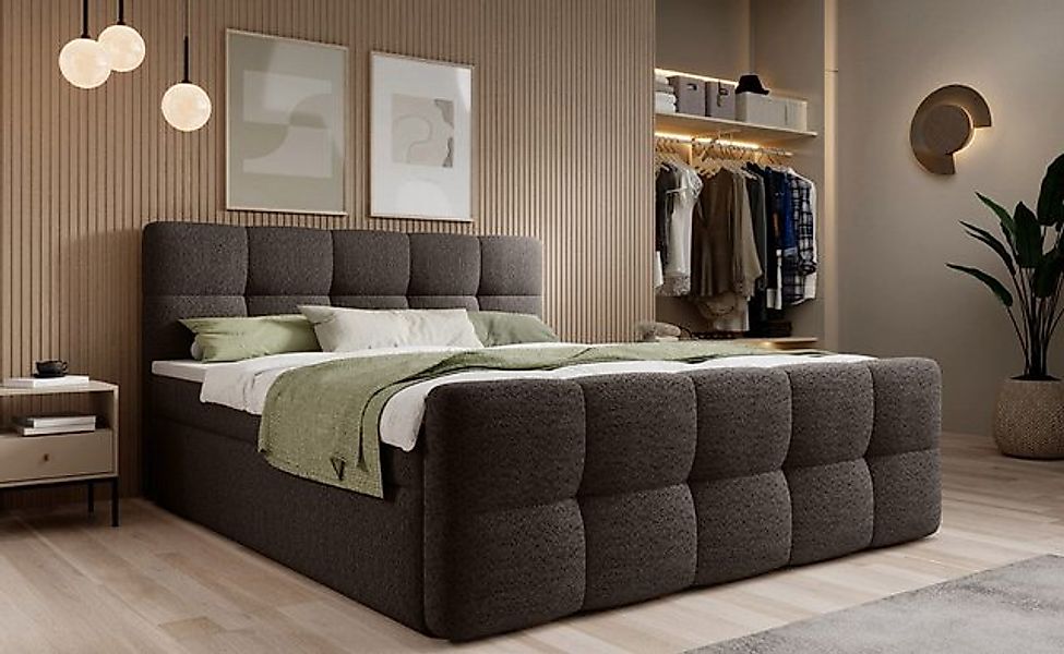 Luxusbetten24 Boxspringbett Cozy Bouclé, inklusive PU-Schaum Topper günstig online kaufen