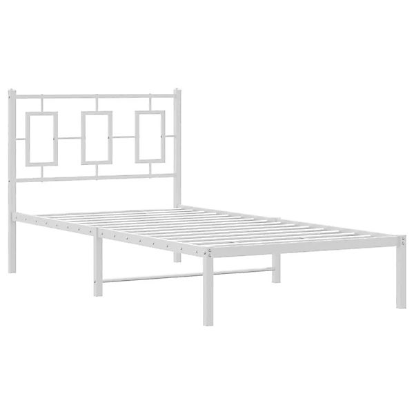 vidaXL Bettgestell mit Kopfteil Metall Weiß 90x200 cm 374283 günstig online kaufen