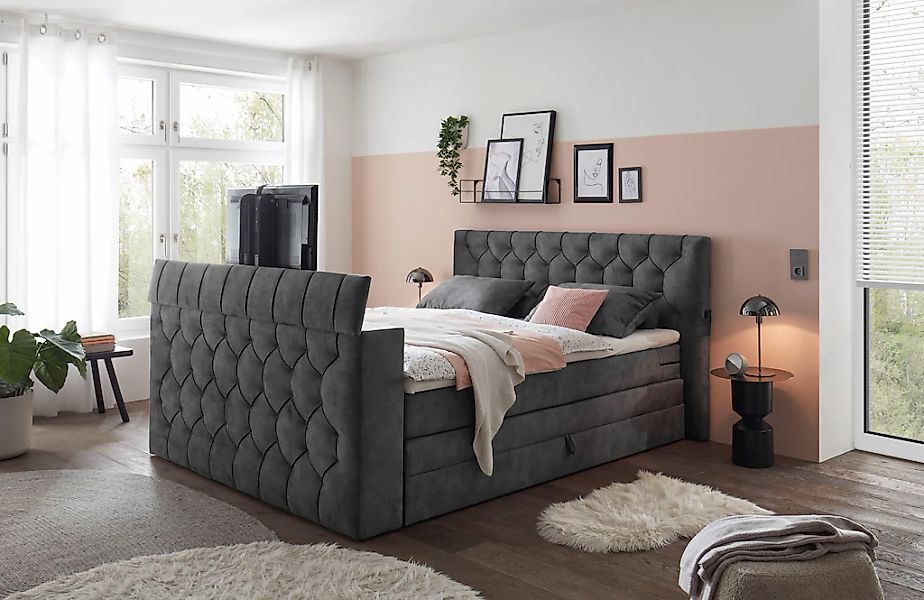 ED EXCITING DESIGN Boxspringbett "Springdale", mit Bettkasten, motorisierte günstig online kaufen