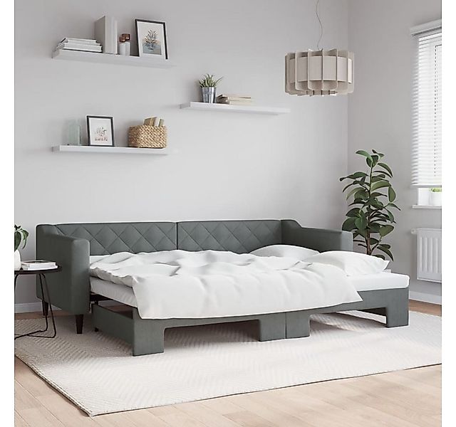 vidaXL Bett, Tagesbett Ausziehbar Dunkelgrau 80x200 cm Stoff günstig online kaufen