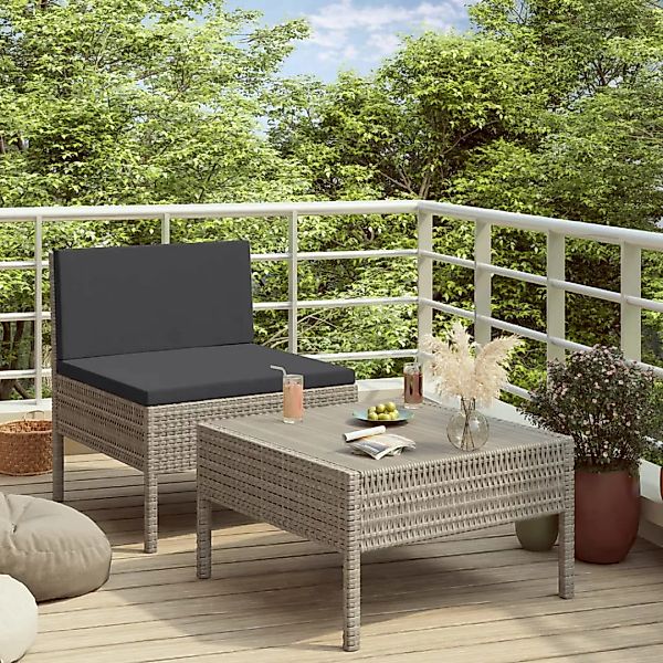 vidaXL Gartenlounge-Set 2-tlg. Garten-Lounge-Set mit Auflagen günstig online kaufen