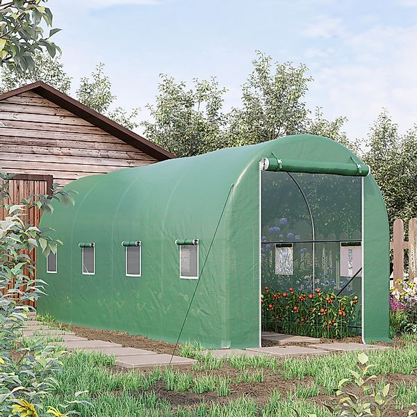 Outsunny Foliengewächshaus Tomatengewächshaus mit Fenster 500x200x210cm Fol günstig online kaufen