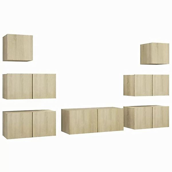 vidaXL TV-Schrank 7-tlg TV-Schrank-Set Sonoma Eiche Spanplatte TV-Konsole f günstig online kaufen