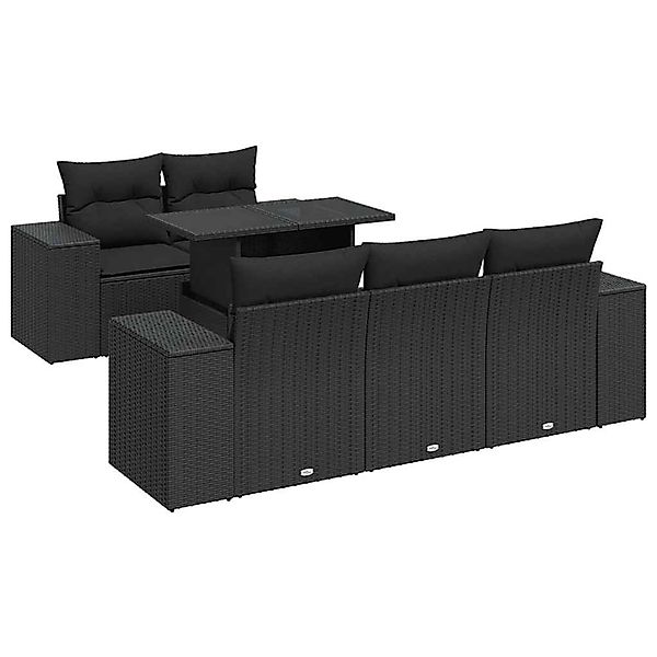 vidaXL 6-Tlg Garten-Sofagarnitur mit Kissen Schwarz Poly Rattan 3326726 günstig online kaufen