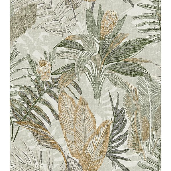 Sanders & Sanders Tapete Blätter Graugrün Und Gelb 53 Cm X 10 M 640239 günstig online kaufen