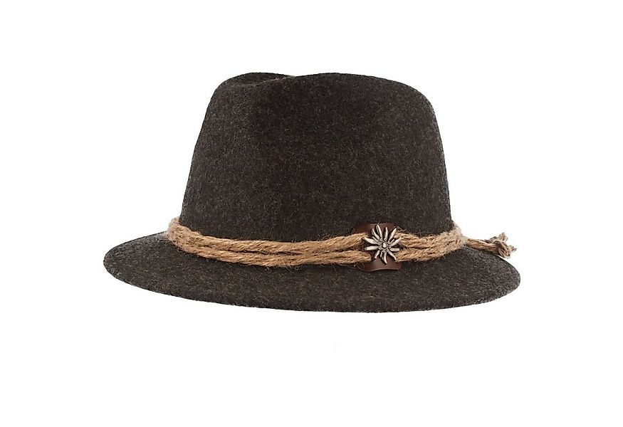Breiter Filzhut mit Edelweiß und grober Kordel günstig online kaufen