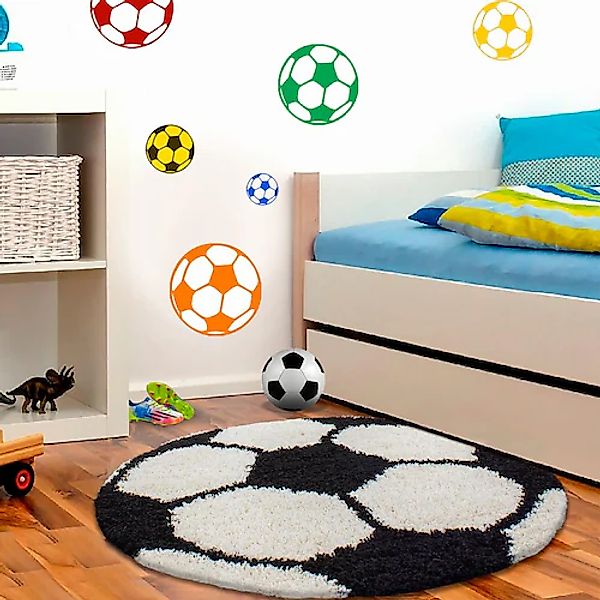 Ayyildiz Teppiche Kinderteppich »Fun 6001«, rund, 30 mm Höhe, Fußball Desig günstig online kaufen