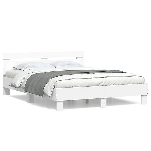 vidaXL Bettgestell mit Kopfteil Weiß 150x200 cm Holzwerkstoff 3207413 günstig online kaufen