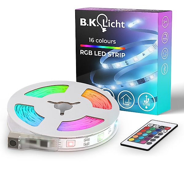 B.K.Licht LED-Streifen 3-5m RGB Band dimmbar Farbwechsel selbstklebend Fern günstig online kaufen