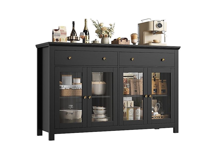 Homfa Sideboard Wohnimmer Küchenschrank, 140cm Breit Buffetschrank mit 2 Sc günstig online kaufen