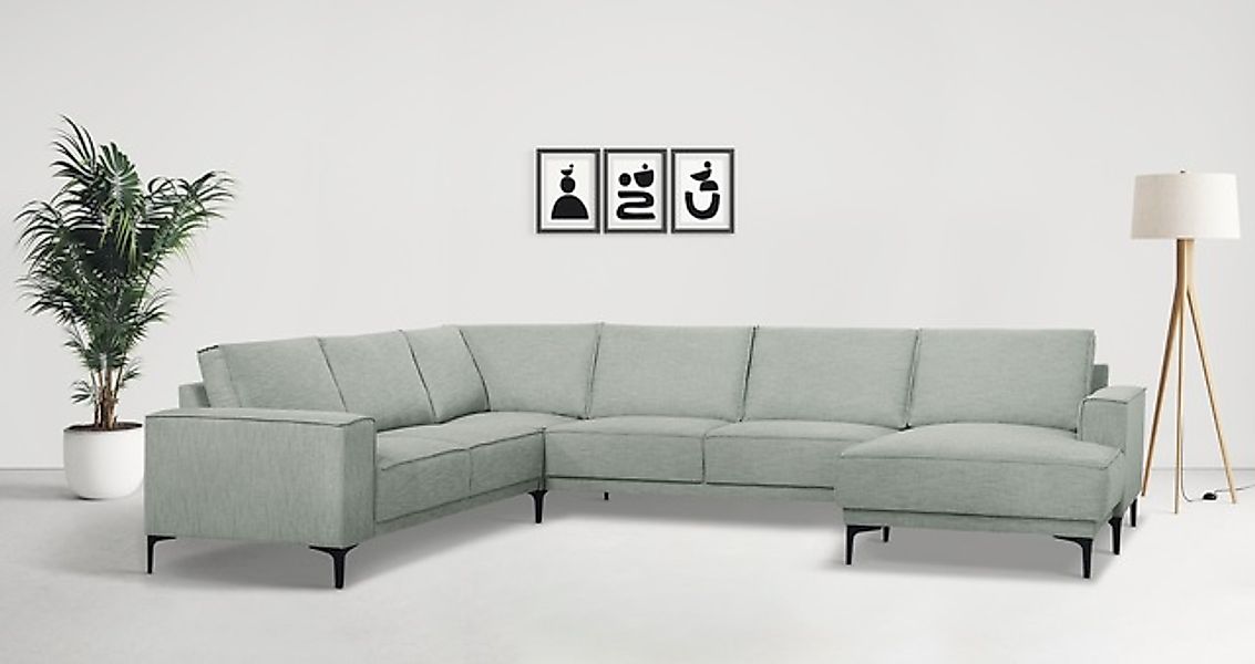 Places of Style Wohnlandschaft »XXL Sofa Oland, Struktur, Flachgewebe, Luxu günstig online kaufen