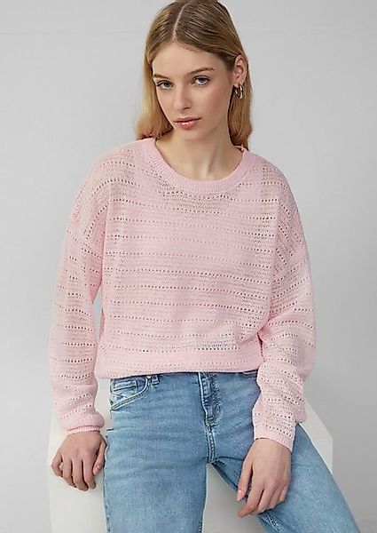 QS Strickpullover leichter Pullover mit Ajourmuster günstig online kaufen