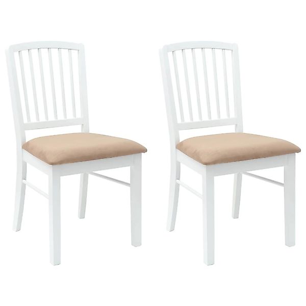 vidaXL Esszimmerstühle 2 Stk Weiß 50 x 52,5 x 91 cm Massives Gummiholz 4202 günstig online kaufen