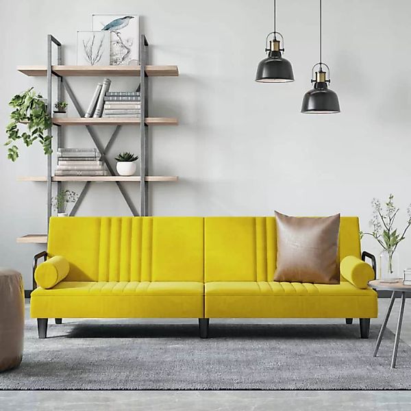 vidaXL Sofa Schlafsofa mit Armlehnen Gelb Samt Schlafcouch Couch Sofa günstig online kaufen