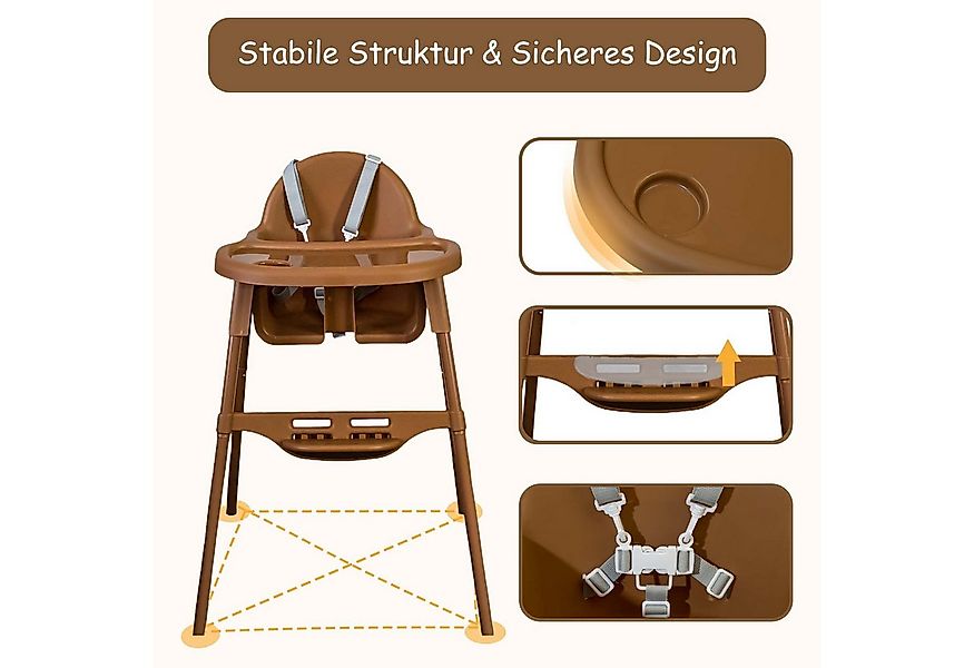 Yalion Kinderstuhl Kinderstuhl mit Tablett- Höhenverstellbarer Baby Chair K günstig online kaufen