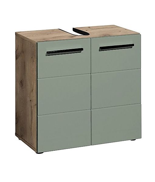 BEGA BBK Waschbeckenunterschrank 2 Türen, 1 Boden, schilfgrün / viking oak günstig online kaufen