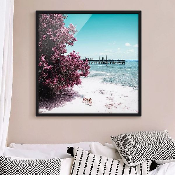 Bild mit Rahmen Strand - Quadrat Paradies Strand Isla Mujeres günstig online kaufen