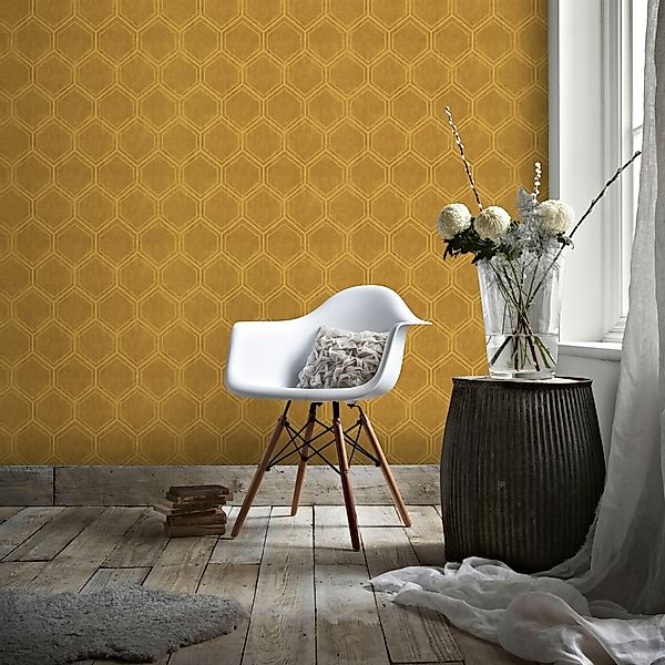 Superfresco Easy Vliestapete »Geo - Hexagon«, geometrisch, Ocker - 10m x 52 günstig online kaufen
