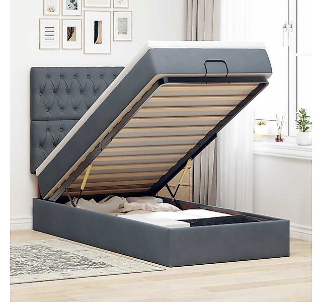 vidaXL Bett, Ottoman-Bett mit Matratzen Dunkelgrau 90x190 cm Samt günstig online kaufen