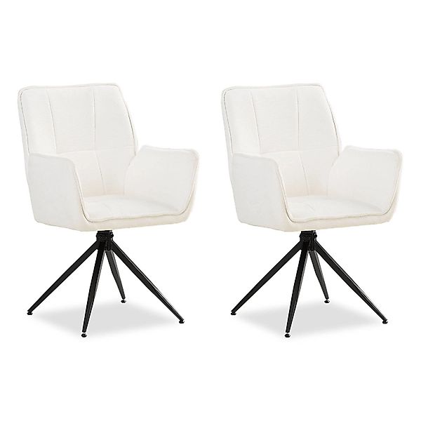 Homestyle4u 2er Set Polsterstühle Drehbar in Weiß 2859 günstig online kaufen
