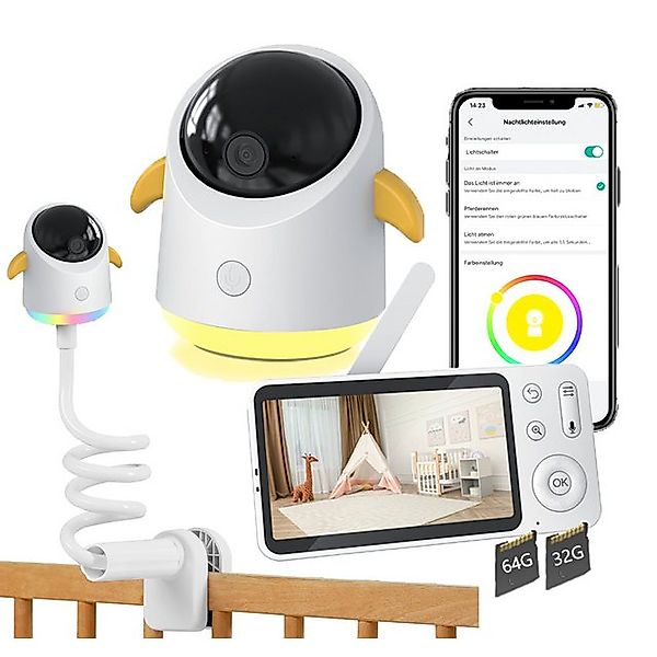 Boifun Babyphone 5 Zoll Babyphone mit Kamera App mit Halterung mit 32&64G K günstig online kaufen