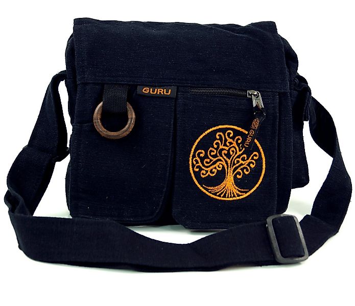 Guru-Shop Schultertasche Ethno Schultertasche `Tree of life` - schwarz günstig online kaufen