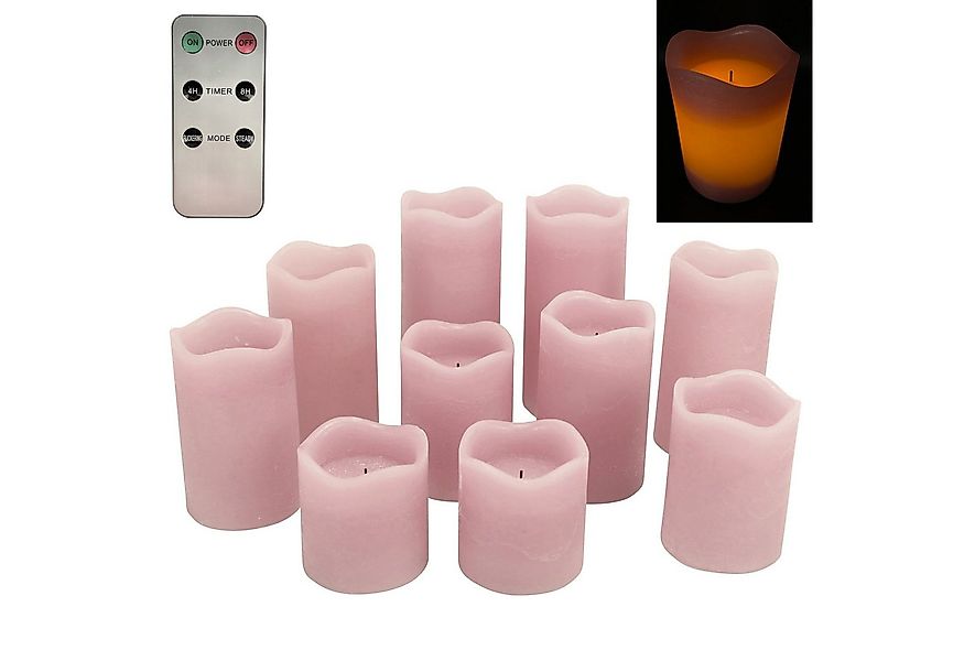Online-Fuchs LED-Kerze 10er Set LED Stumpenkerzen aus Echtwachs mit Fernbed günstig online kaufen