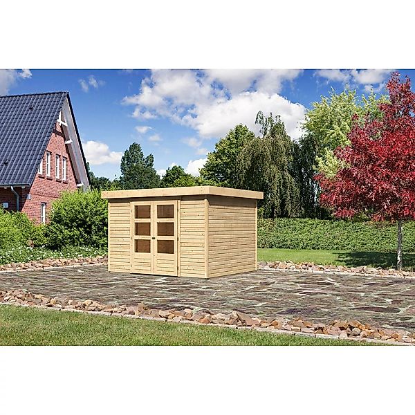 Karibu Holz-Gartenhaus Boras - Flachdach Unbehandelt 298 cm x 242 cm günstig online kaufen