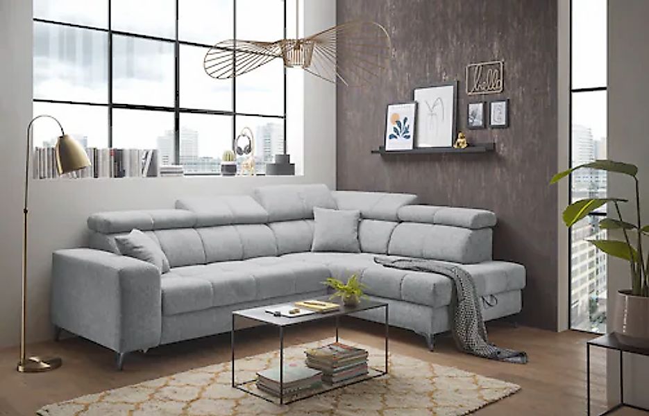 ED EXCITING DESIGN Ecksofa »Sydney L-Form« mit Bettfunktion, Bettkasten, Ko günstig online kaufen