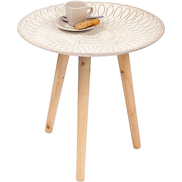 Beistelltisch Weiß/Naturfarbener Holz-Beistelltisch günstig online kaufen