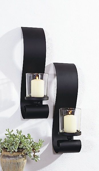 Gravidus Wandkerzenhalter 2er Set Wandkerzenhalter Stumpenkerzen günstig online kaufen