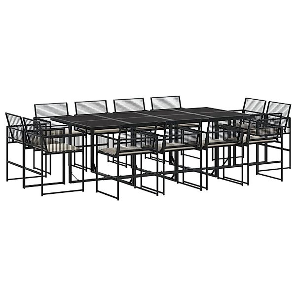 vidaXL 13-Tlg Garten-Essgruppe mit Kissen Schwarz Poly Rattan 3295015 günstig online kaufen